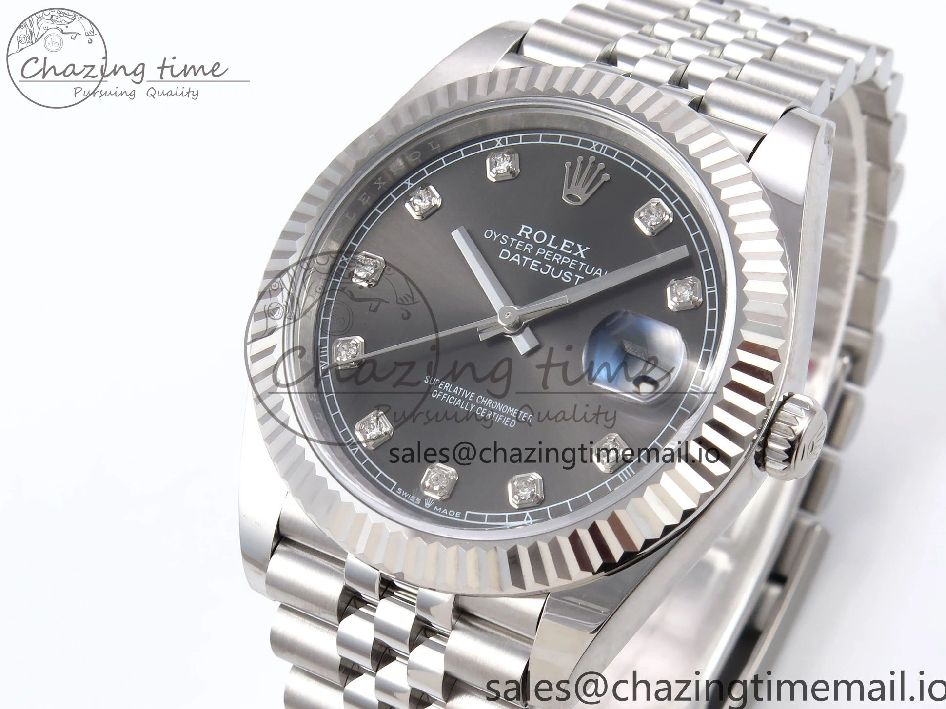 MiroTime 0515 Timeless DateJust 41 126334 EWEF Best Edition Gray Diamonds Dial on Jubilee Bracelet A 1042
